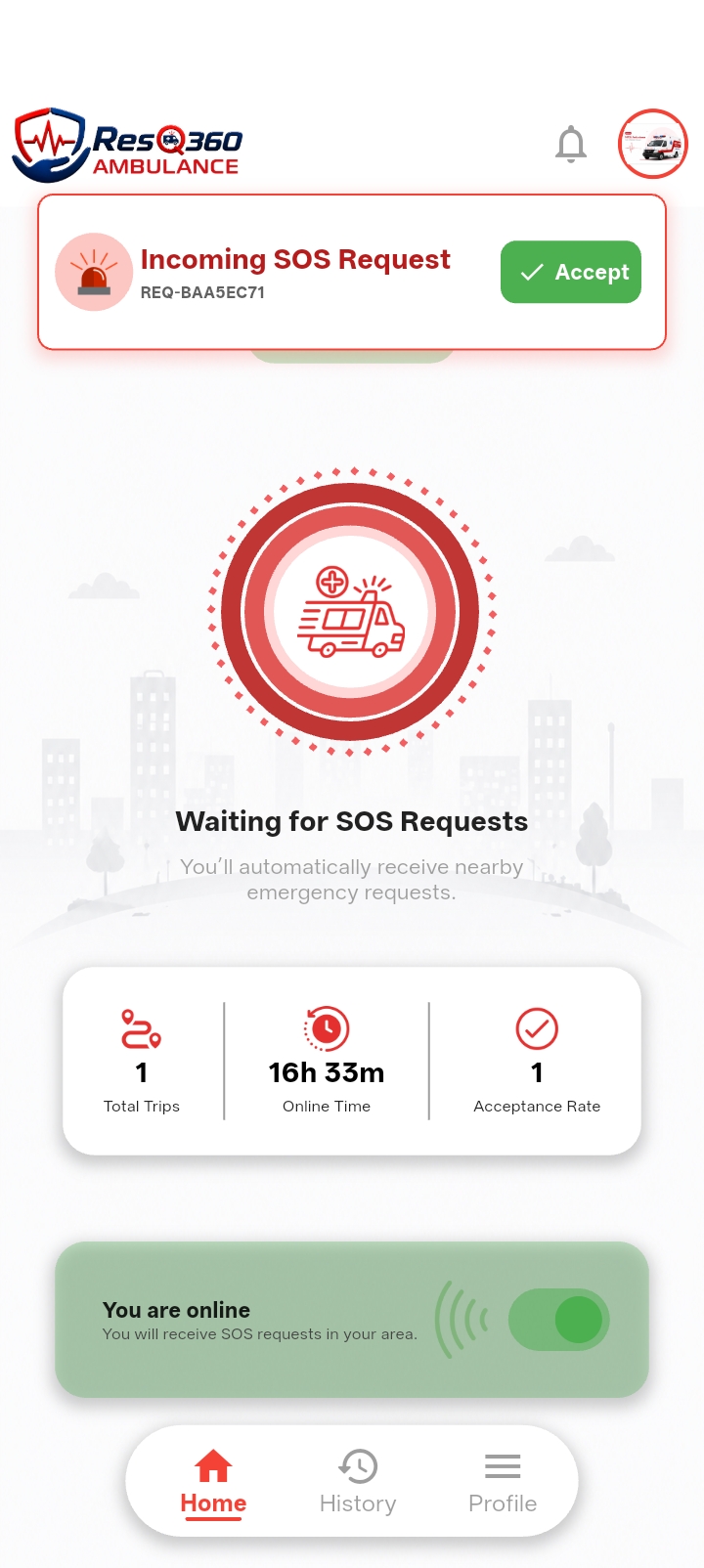 ResQ360 Responder App Screen